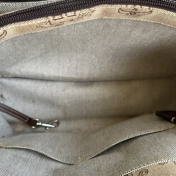 Y2K Dooney & Bourke DB Logo Double Handle Tote Brown Fabric Leather Accents - Picture 8 of 16